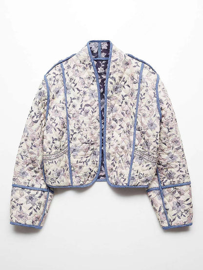 Quilted Floral Crop Jacket