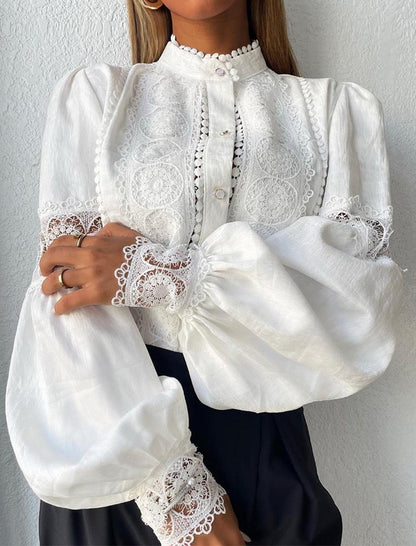 Lace Puff Sleeve Blouse