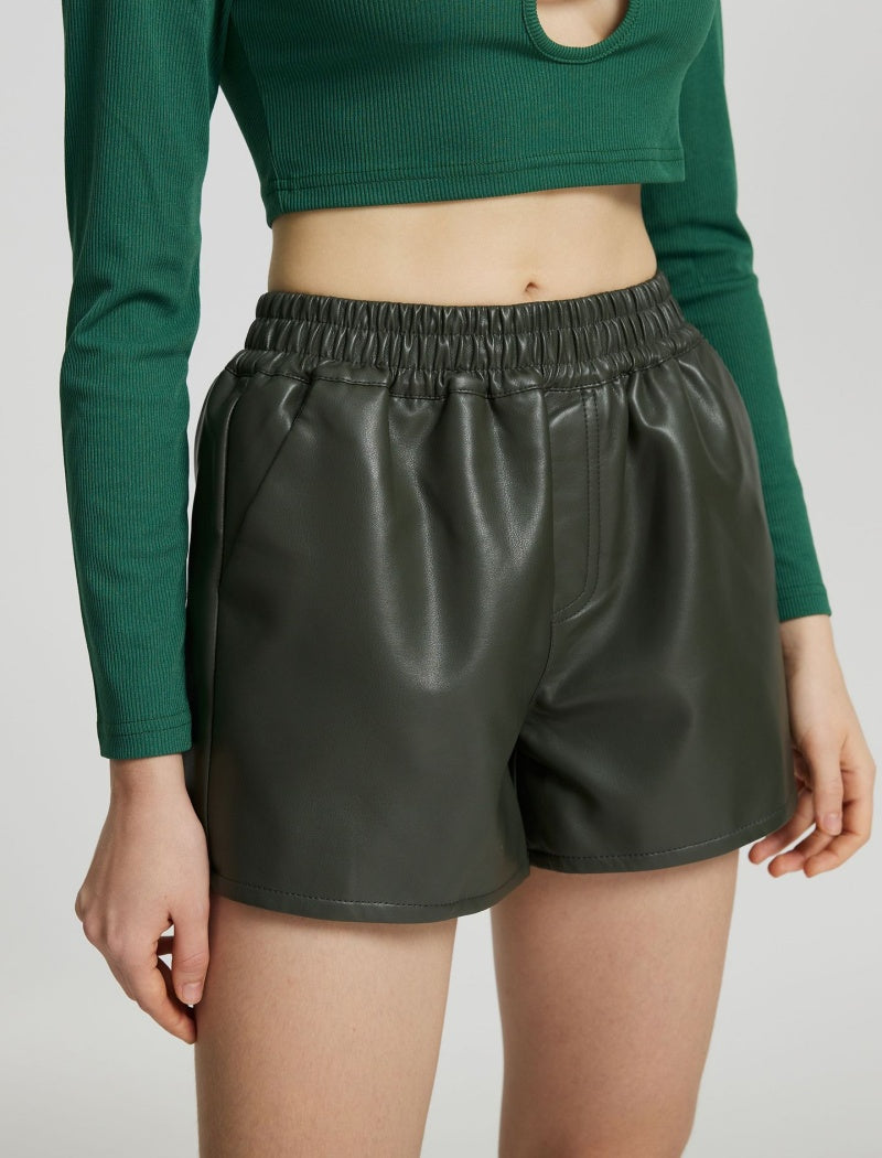 Faux Leather High-Waisted Shorts
