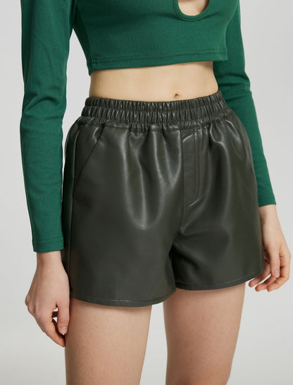 Faux Leather High-Waisted Shorts