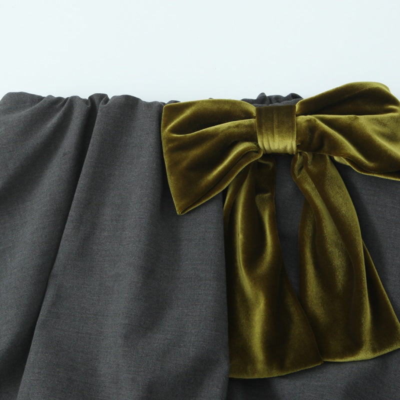 Velvet Bow-Detail Bubble Mini Skirt