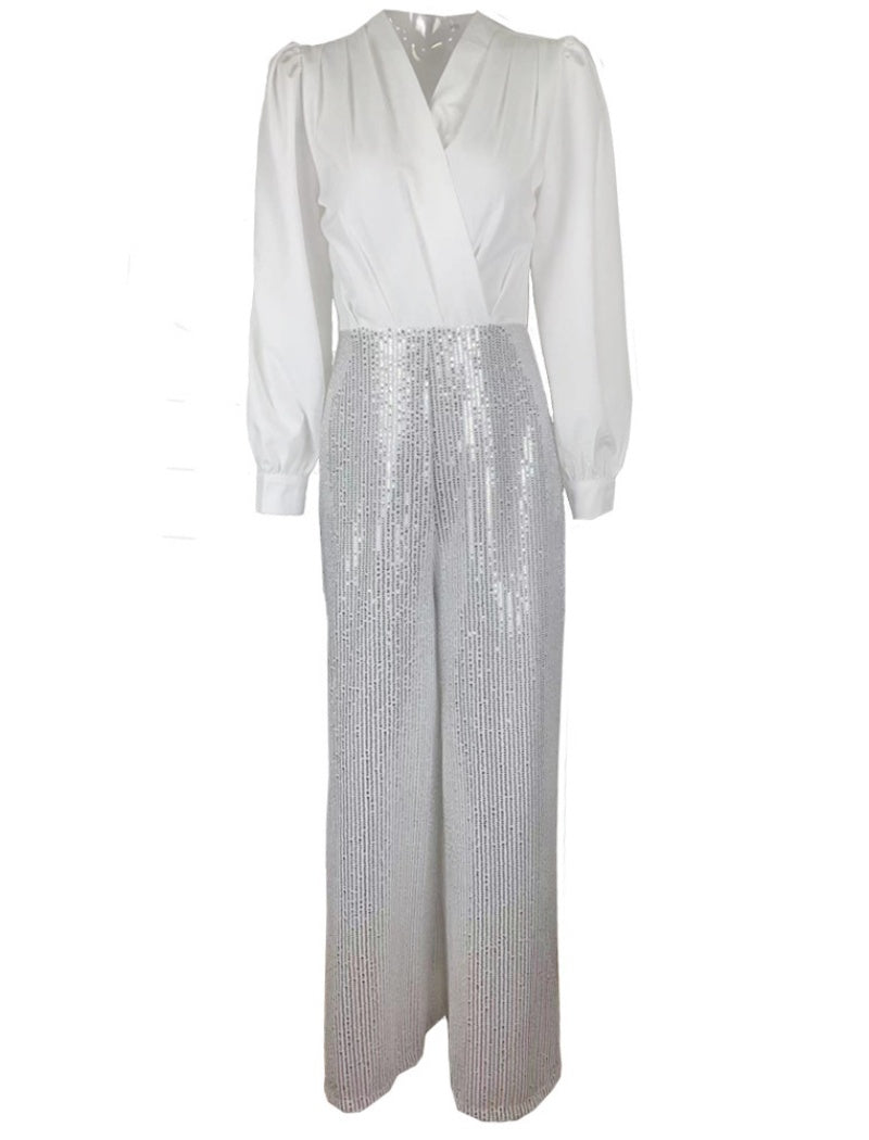 Sequin Embellished Wide-Leg Jumpsuit