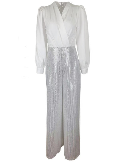 Sequin Embellished Wide-Leg Jumpsuit