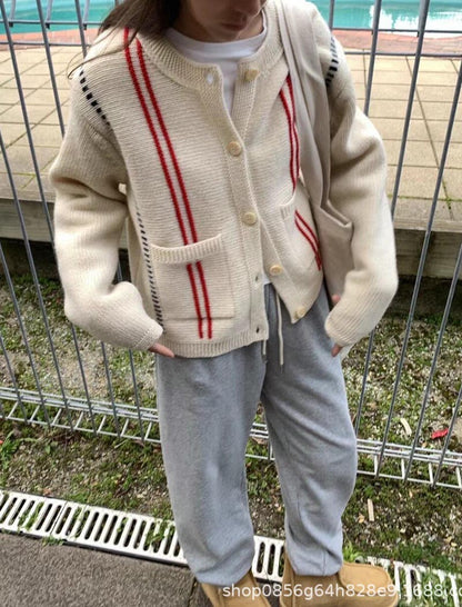 Striped Button-Up Cardigan [NON-RETURNABLE]