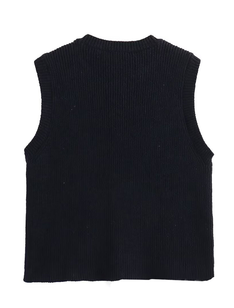 Double-Pocket Knit Vest