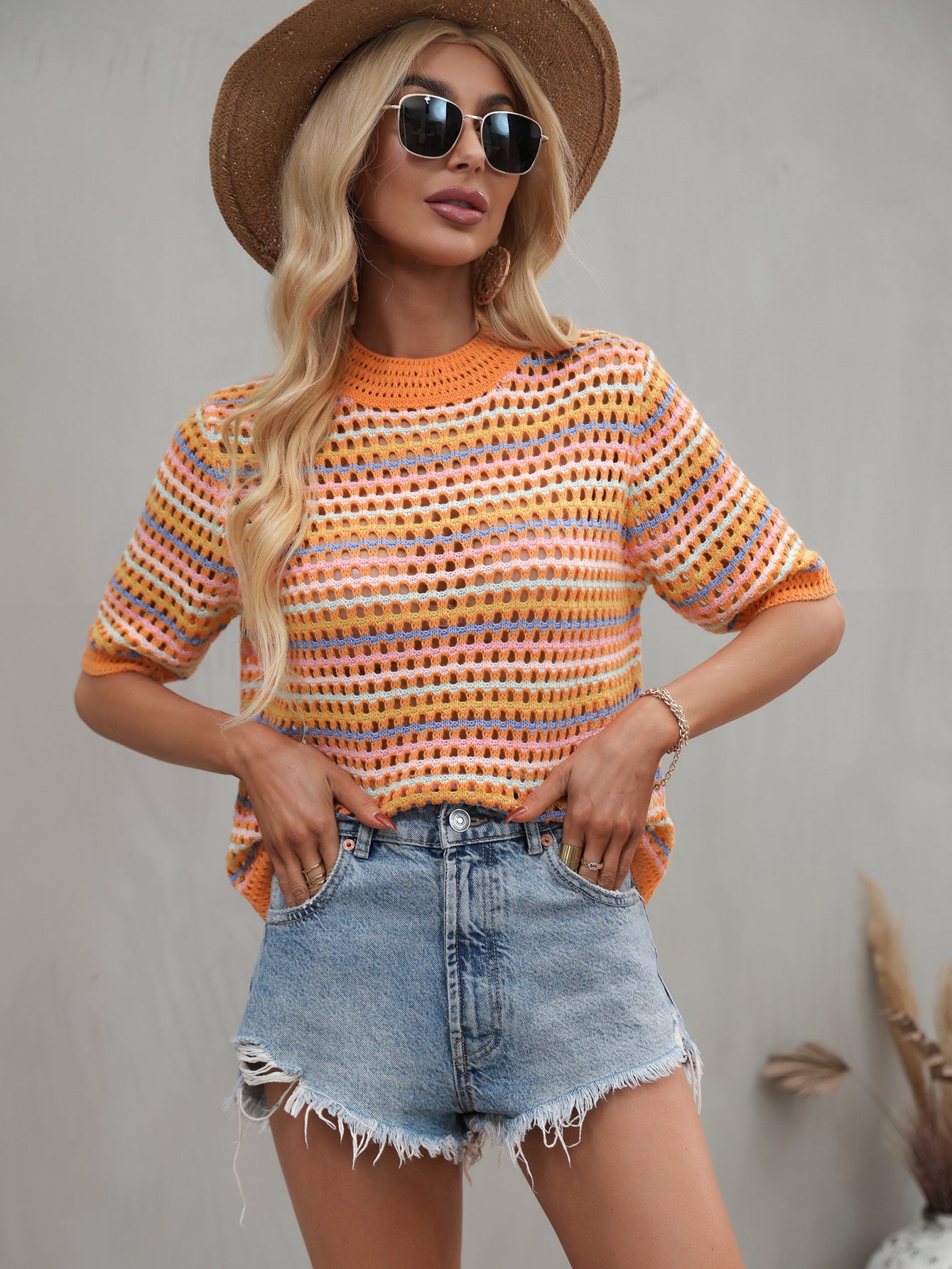 Color-Block Striped Knit Sweater