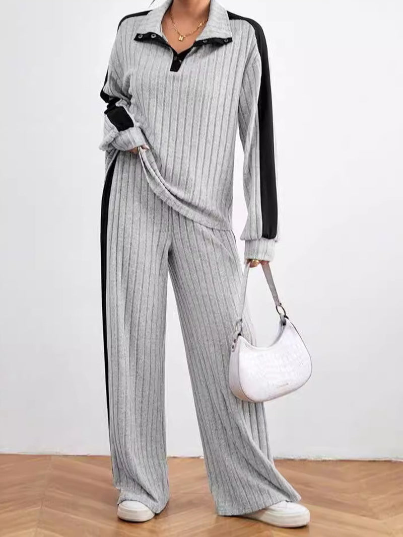 Ribbed Colorblock Top and Pants Set