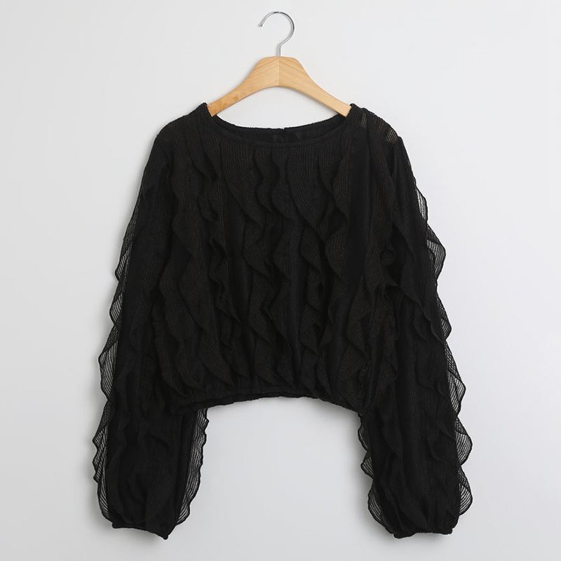 Ruffled Long-Sleeve Top