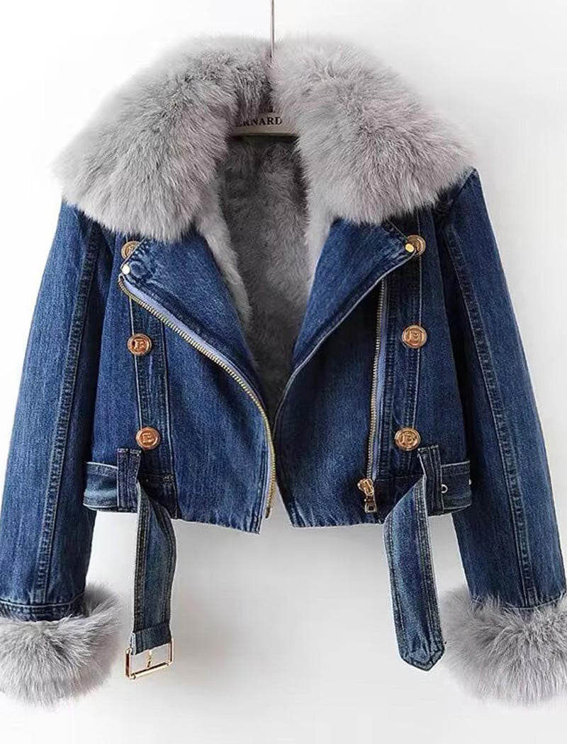 Faux Fur Denim Jacket