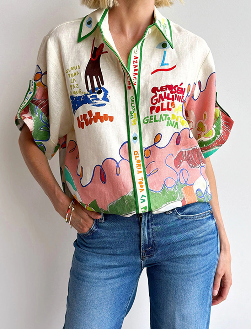 Abstract Art Button-Down Blouse