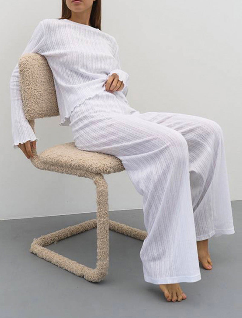 Ribbed Lounge Set with Long Sleeves