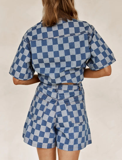 Checked Shirt and Shorts Co-Ord Set
