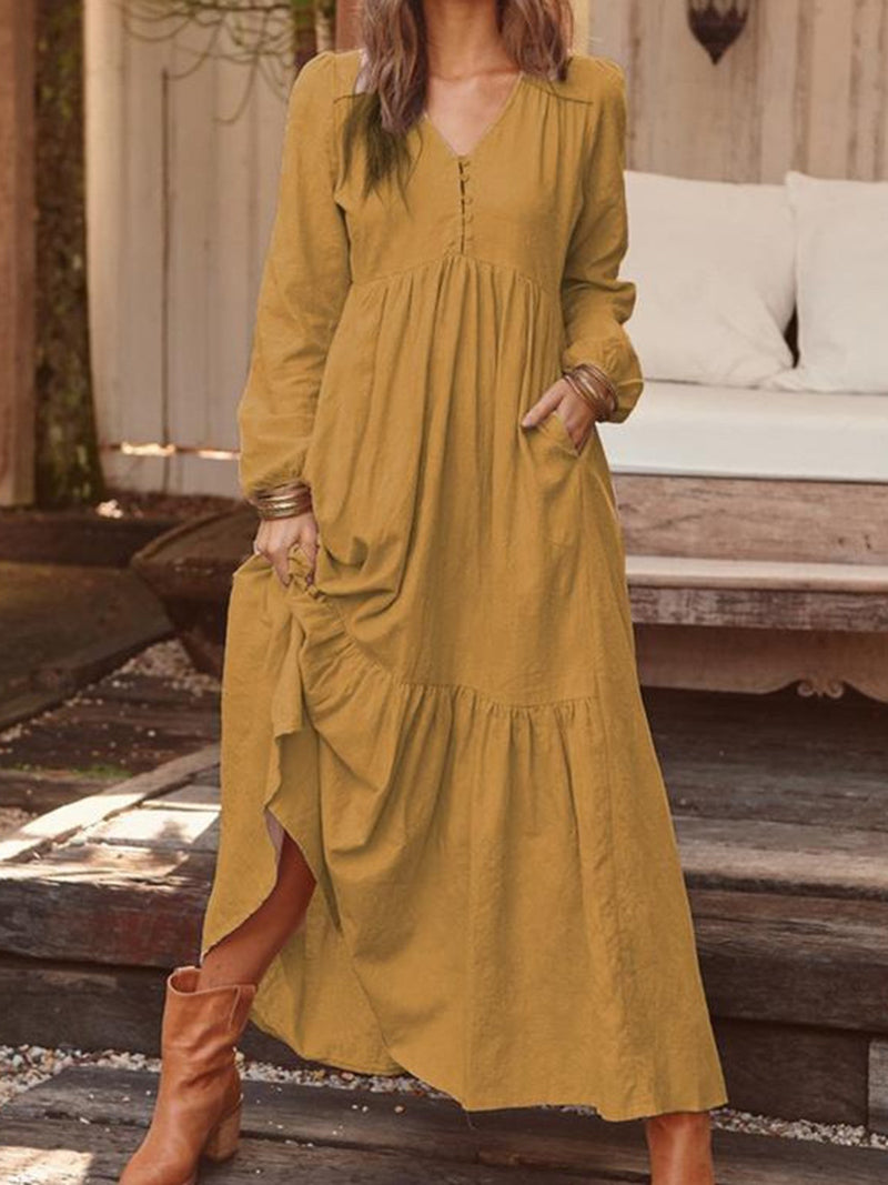 Solid Smocked Maxi Dress