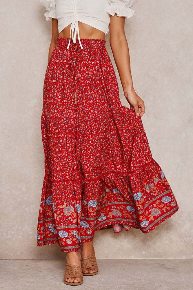 Bohemian Floral Maxi Skirt