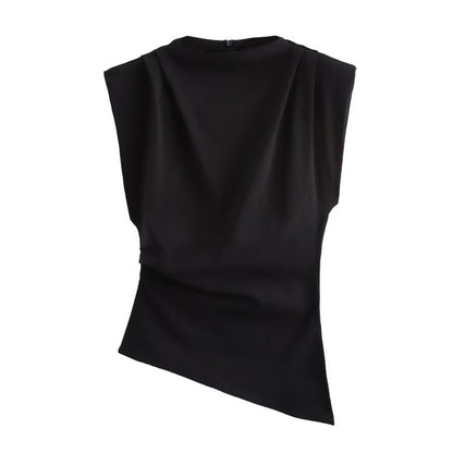 Asymmetric Draped Sleeveless Top