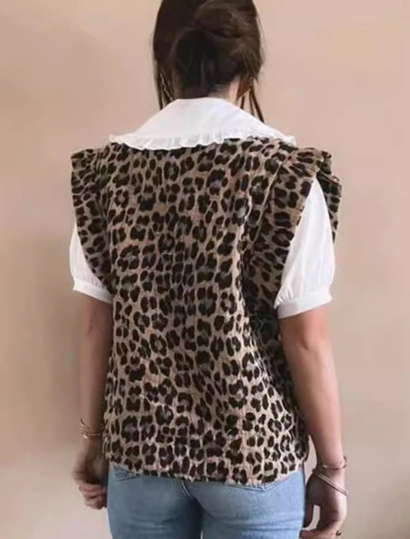 Leopard Print Sleeveless Vest