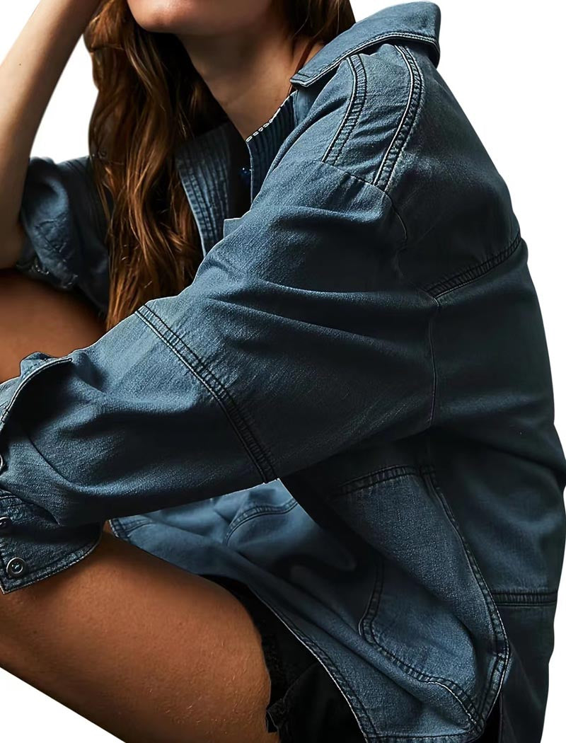 Denim V-Neck Shirt