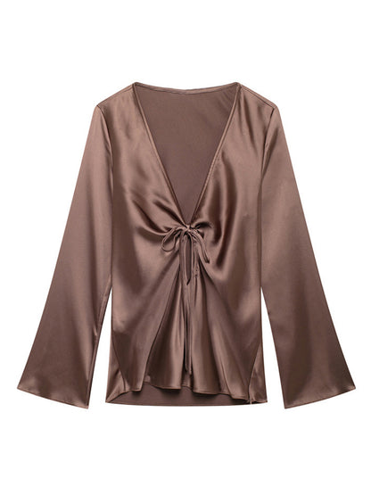 Tie-Front Satin Top