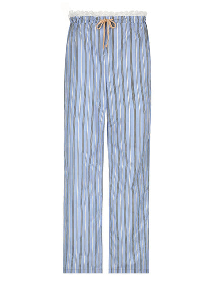 Drawstring Striped Wide-Leg Pants