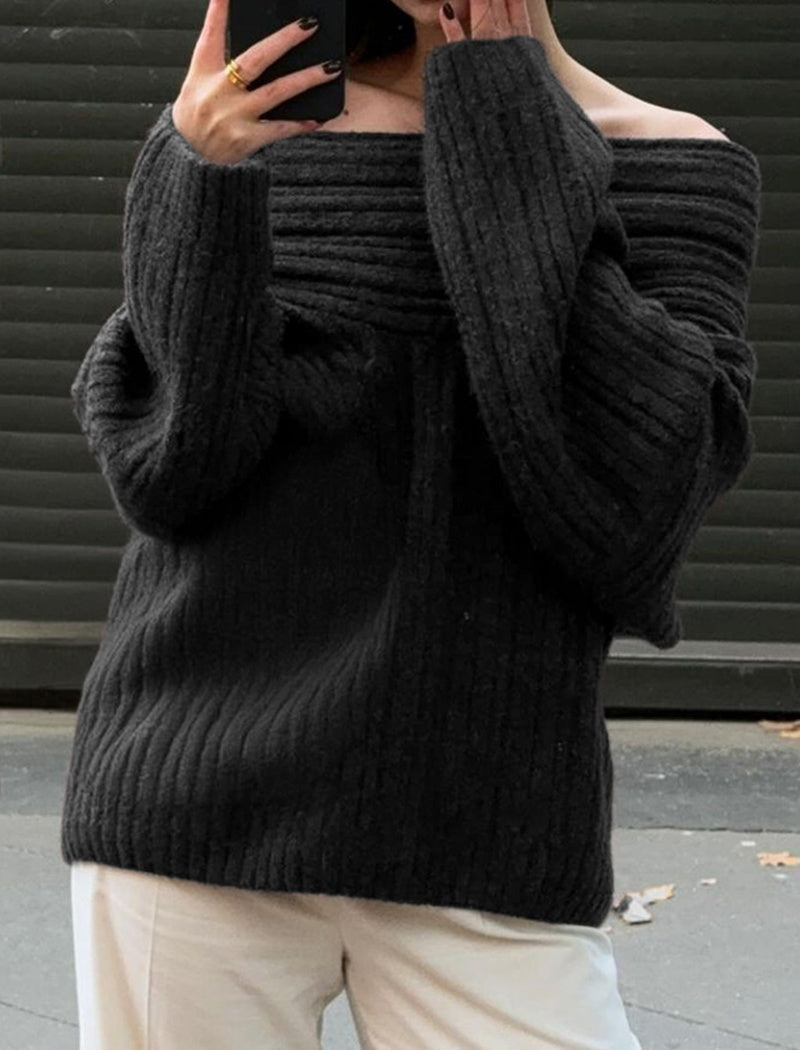 Off-Shoulder Ribbed Knit Top