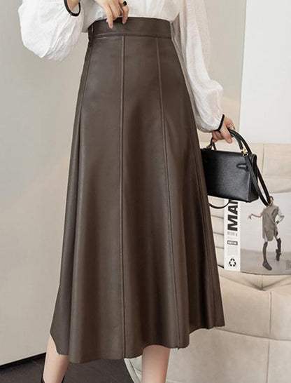 High-Waisted Pleated A-Line Skirt