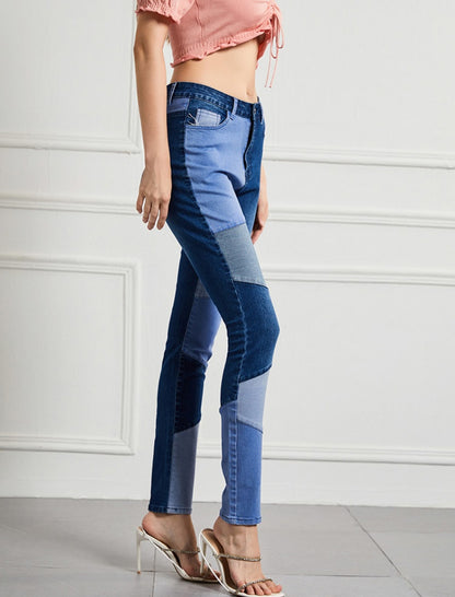 Slim High-Waisted Stretch Denim Pants