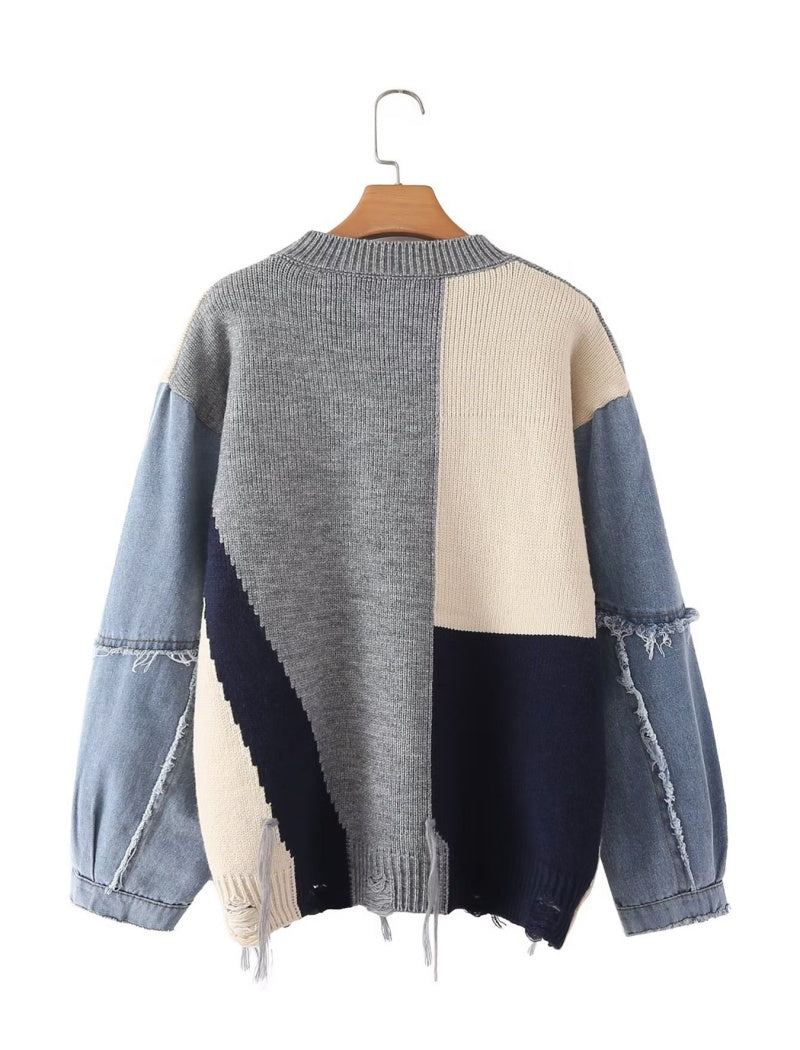 Patchwork Knit Sweater