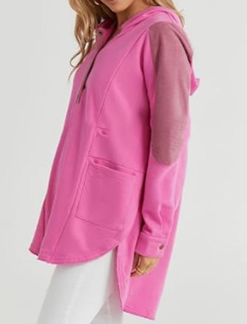 Hooded Button-Up Casual Tunic