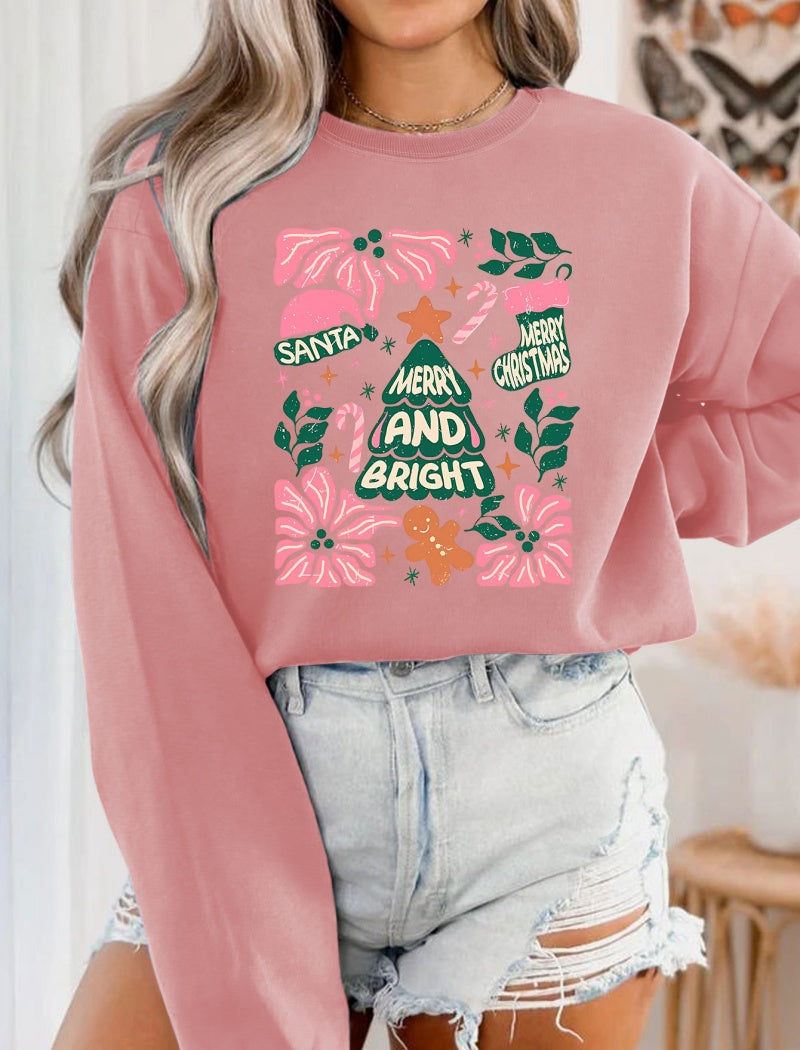 Vintage Print Crew Neck Long Sleeve Top