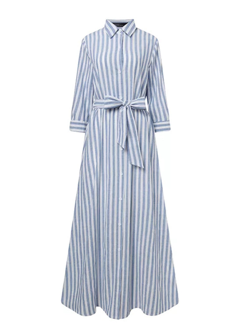 Striped Button-Up Maxi Dress