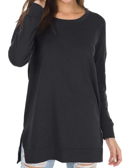 Split Loose Crew-neck Knit Top