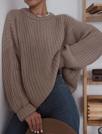 Casual Knit Long Sleeve Round Neck Sweater