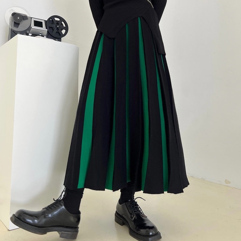 Colorblock Knit Midi Skirt