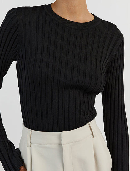 Bell Sleeve Ribbed Knit Top