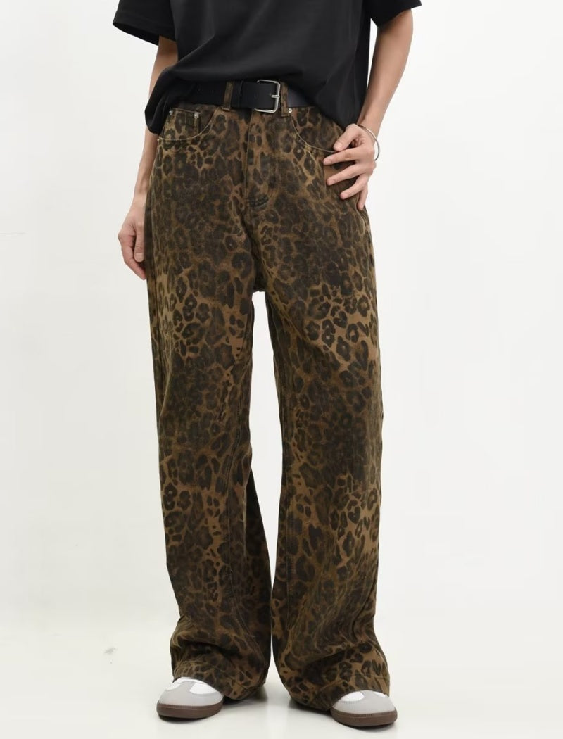 Animal Print Loose-Fit Pants