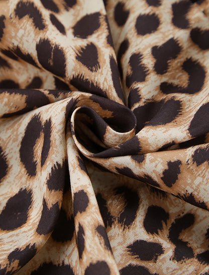 Leopard Print Tie-Front Puff Sleeve Shirt