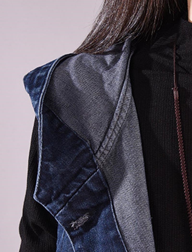 Sleeveless Button-Up Long Denim Vest