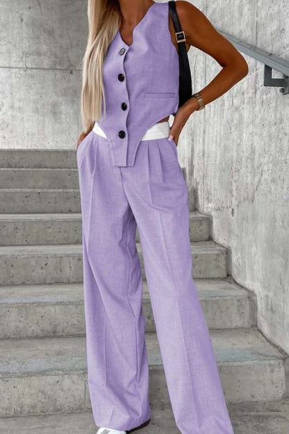 Button-Front Vest and Pants Set