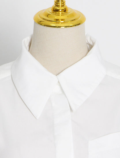 Padded Shoulder Waist-Tie Shirt