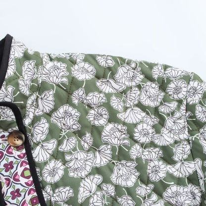 Quilted Floral Contrast Pocket Jacket