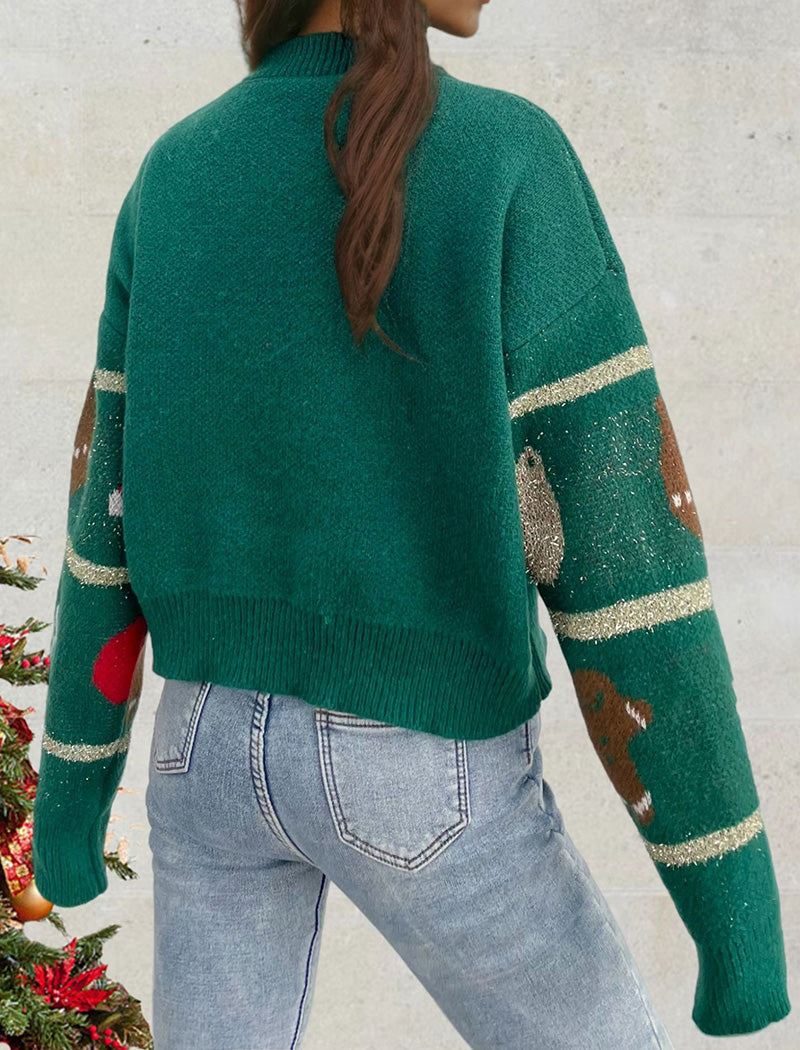 Festive Knit Sweater with Holiday Motifs