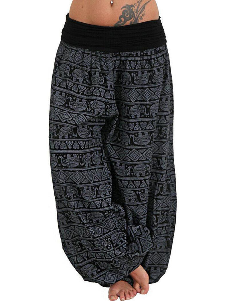 Boho Elephant Print Harem Pants