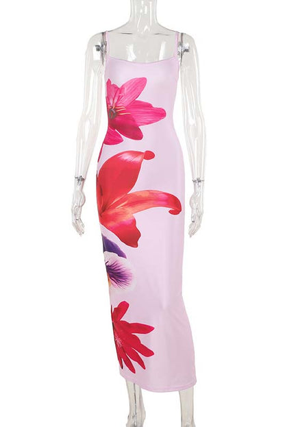 Floral Print Bodycon Maxi Dress