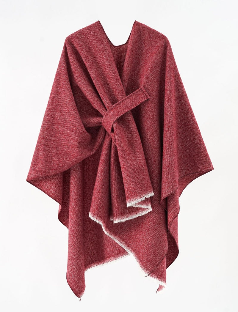 Two-Tone Oversized Shawl with Contrast Trim