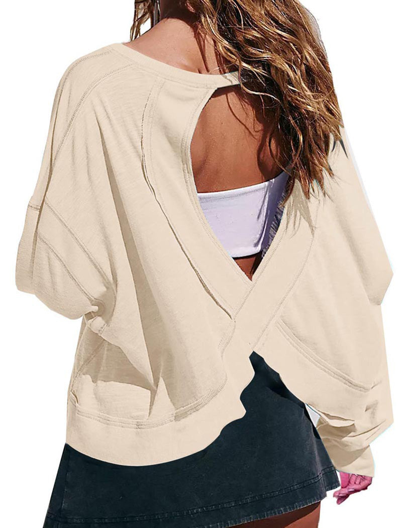 Oversized Long-Sleeve Cutout Top