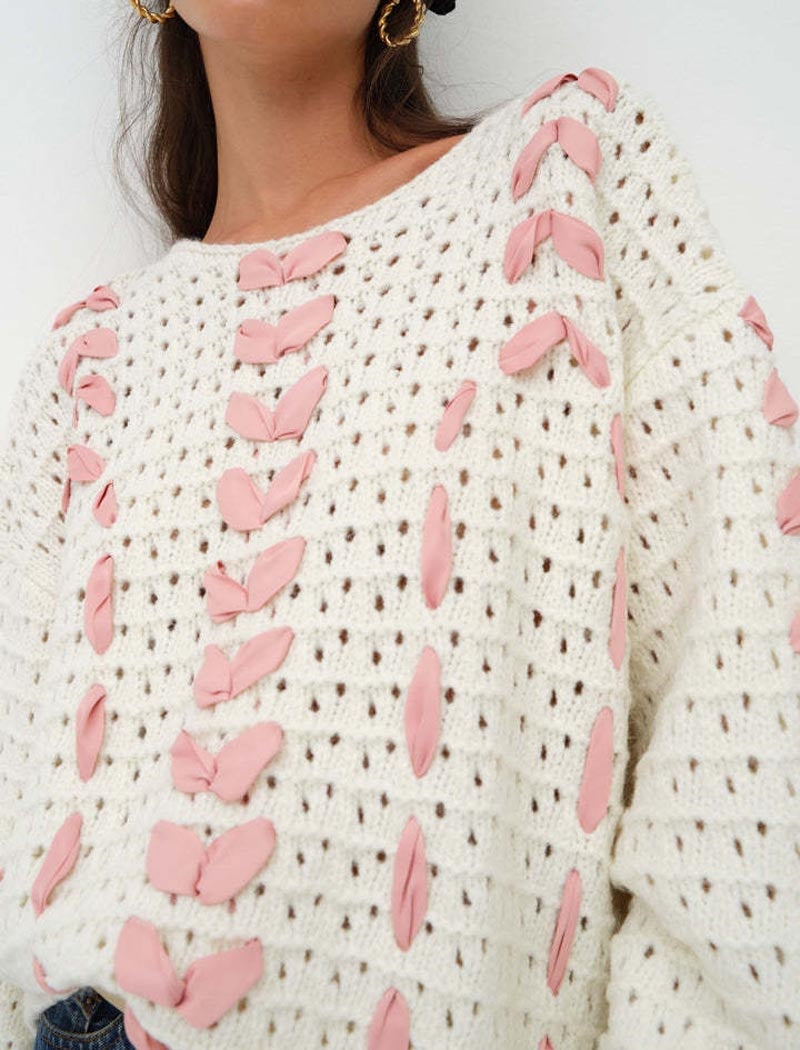 Crewneck Ribbon Sweater