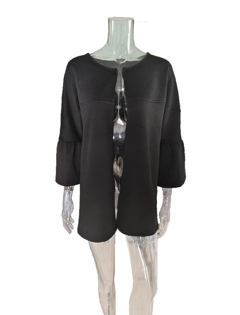 Bell-Sleeve Open-Front Jacket