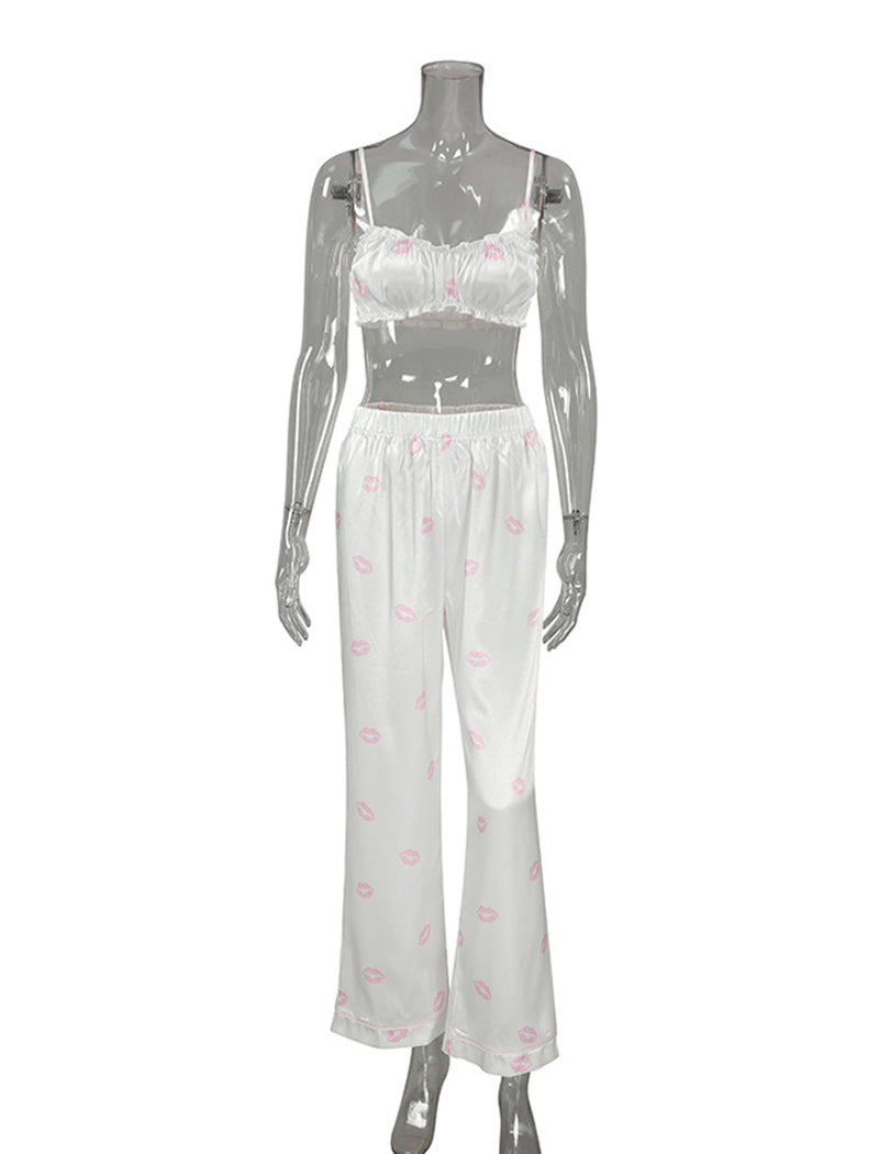 Satin Floral Pajama 3 Piece Set