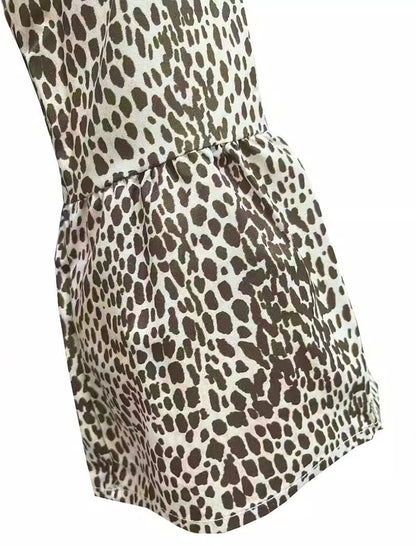 Leopard Print V-Neck Midi Dress