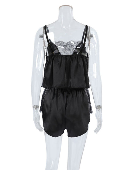 Lace-Trim Satin Cami and Shorts Sleep Set